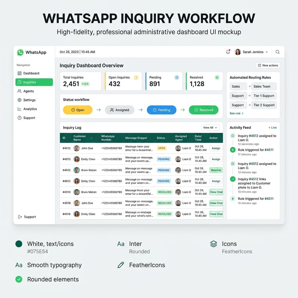 WhatsApp Inquiry Workflow